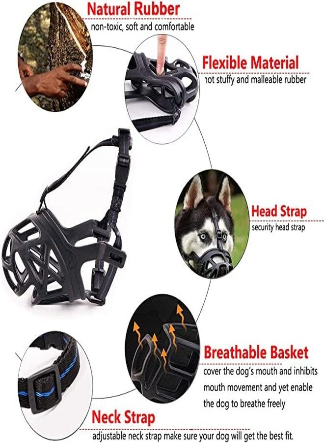 Pups&Pets Dog Mouth Cover Muzzle/Bite Guard with Adjustable Strap Muzzle Ideal for Stopping Biting, Barking and Chewing Aggressive Dogs and Puppies - Black (Medium) - Image 2